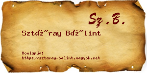 Sztáray Bálint névjegykártya